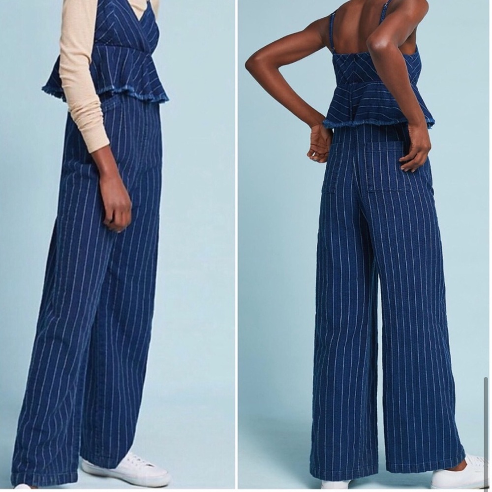 Denim Pinstripe Tank Jumpsuit